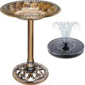 Bird Bath with Solar Powered Fountain for Outside Garden - 24 in