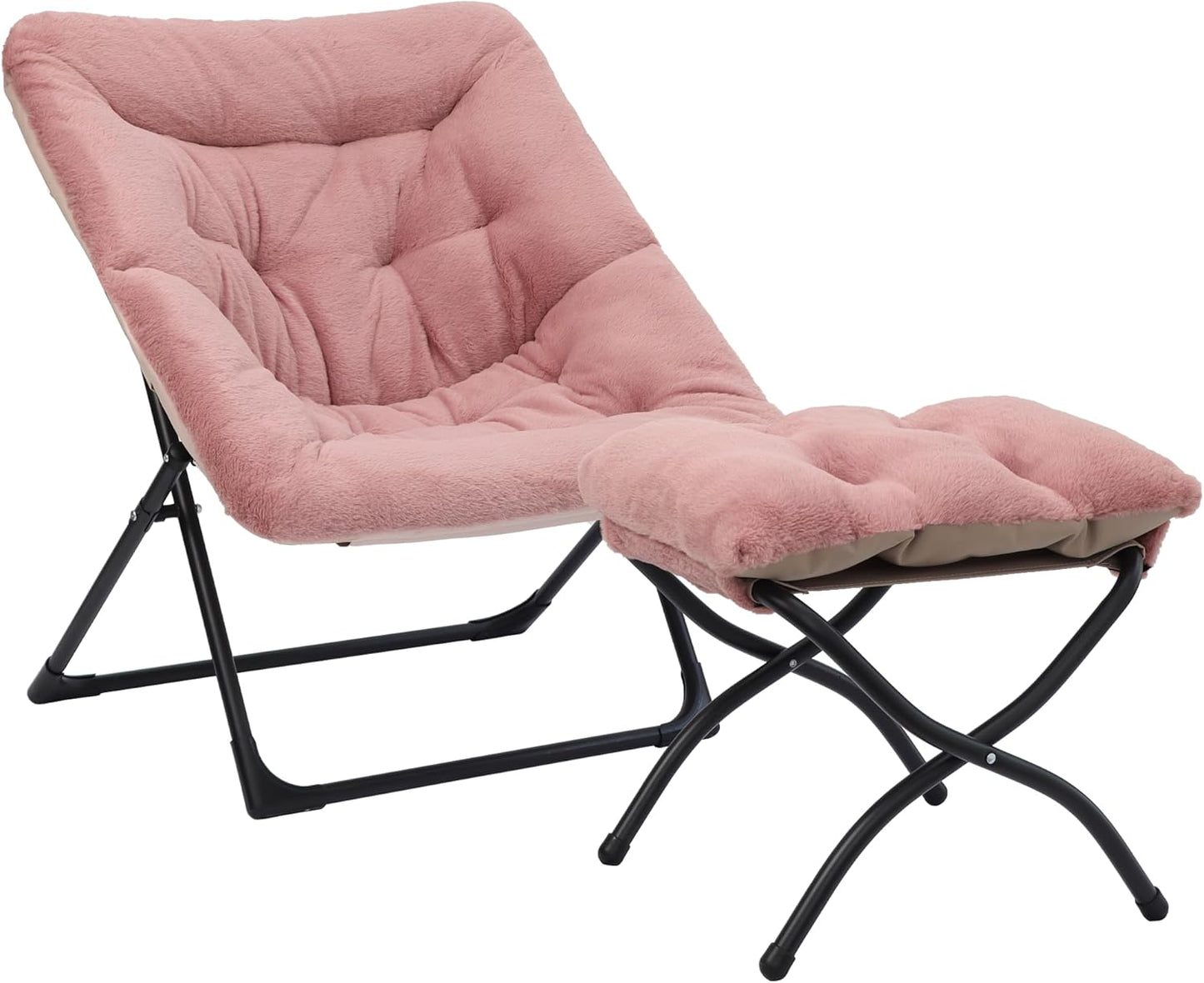 Comfy Saucer Chair for Adults with Ottoman in Dusky Pink
