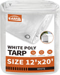 TARPAL 12ft x 20ft White Waterproof Tarp - Snow Proof UV Protection
