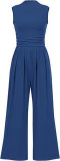 PRETTYGARDEN Womens Summer Jumpsuits - Stretchy Mock Neck Romper Shoes