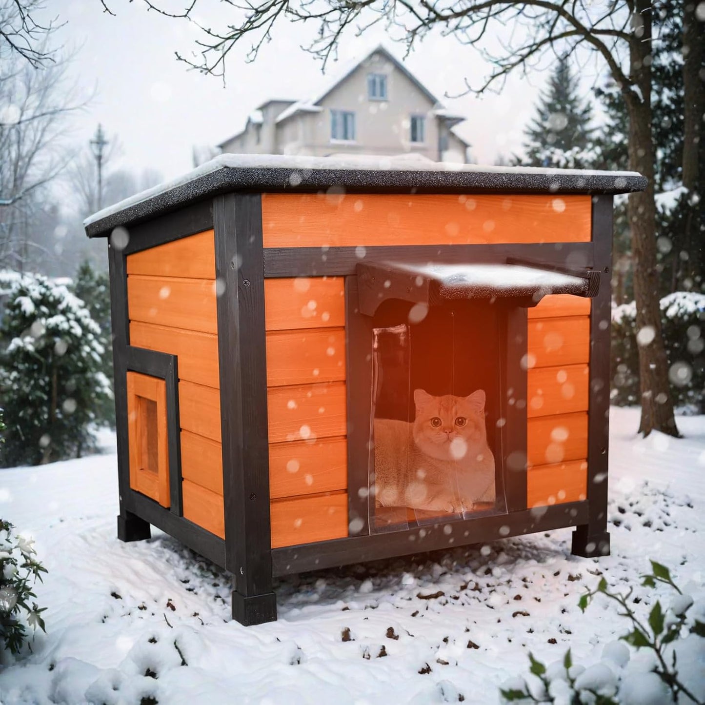 Insulated Cat House for Outdoor and Indoor Use with Roof