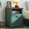 18in Farmhouse Night Stand with Charging Station - Two Drawer Bedside