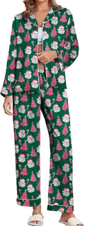 Women's Silk Satin Pajamas Set - Cute Lace Two Piece PJs
