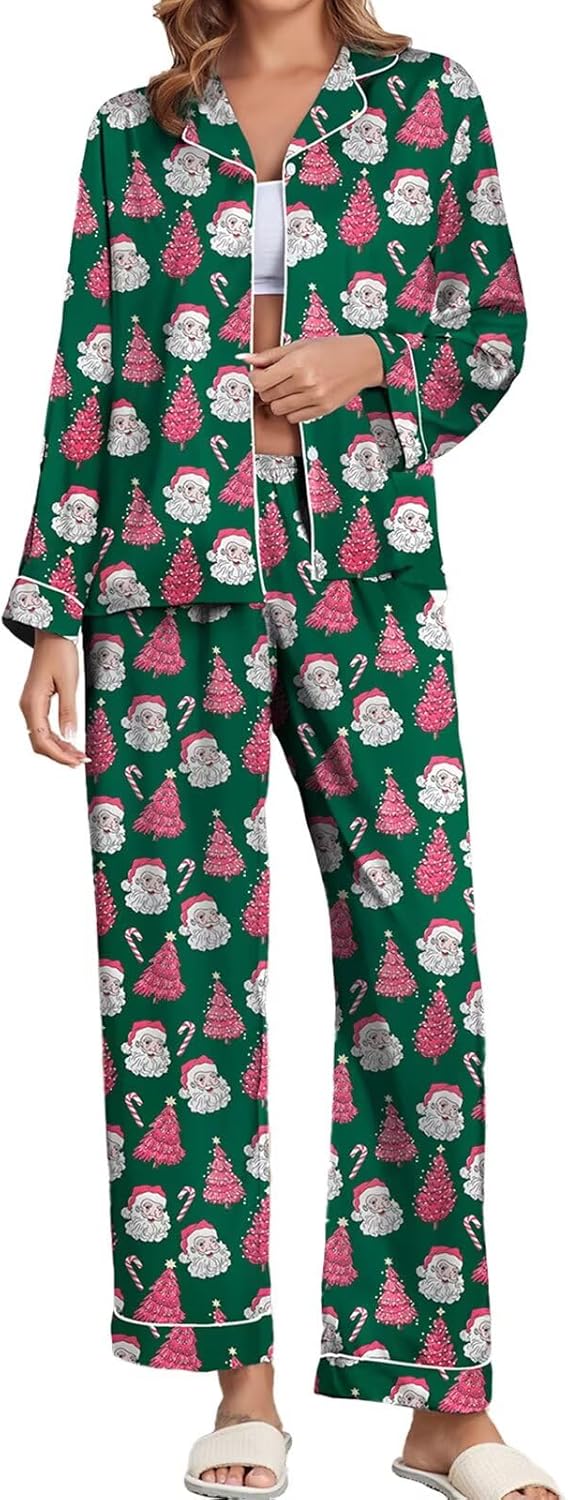 Luxurious Women's Silk Satin Pajamas Set with Lace Pattern