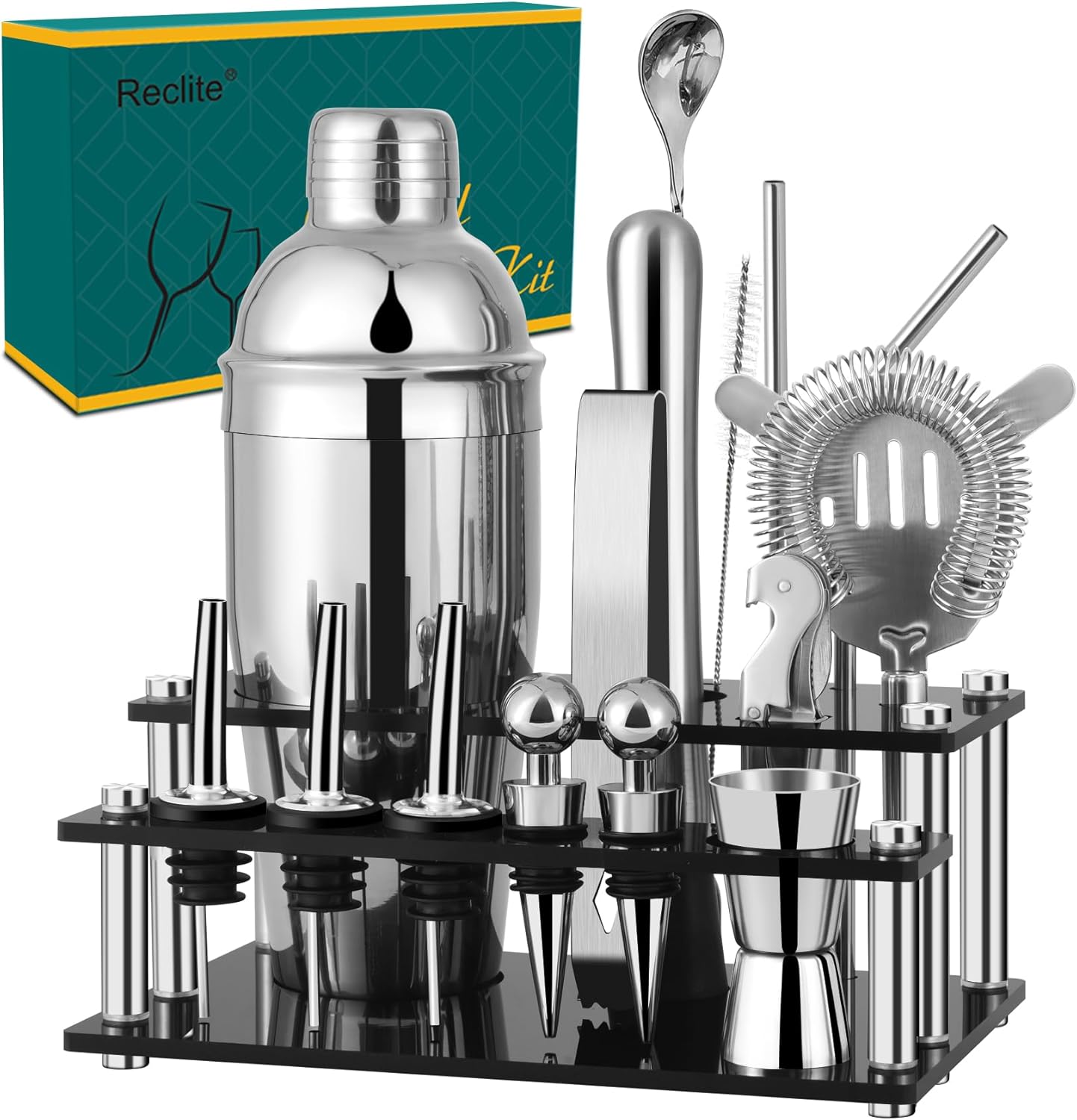 15-Piece Stainless Steel Cocktail Shaker Set by Reclite