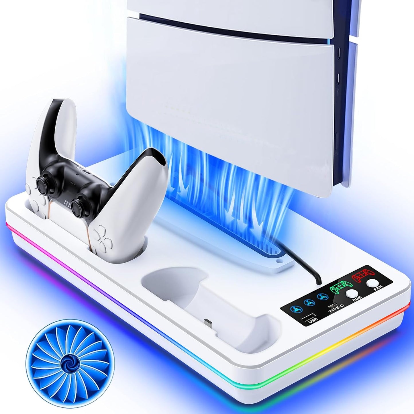 PS5 Cooling Stand with Dual Controller Charger