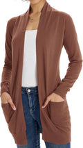 Women Lightweight Open Cardigan Sweater with Pockets - Cozy Draped Fit