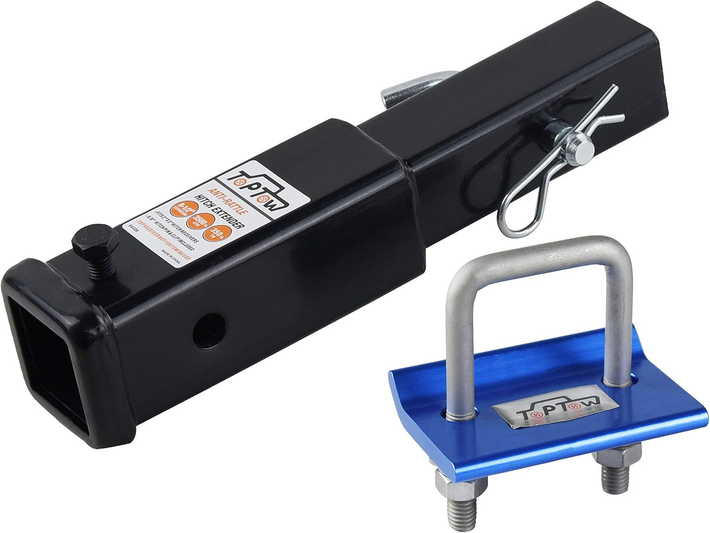 TOPTOW Hitch Extender for 2 inch Receiver with Anti-Rattle Bolt
