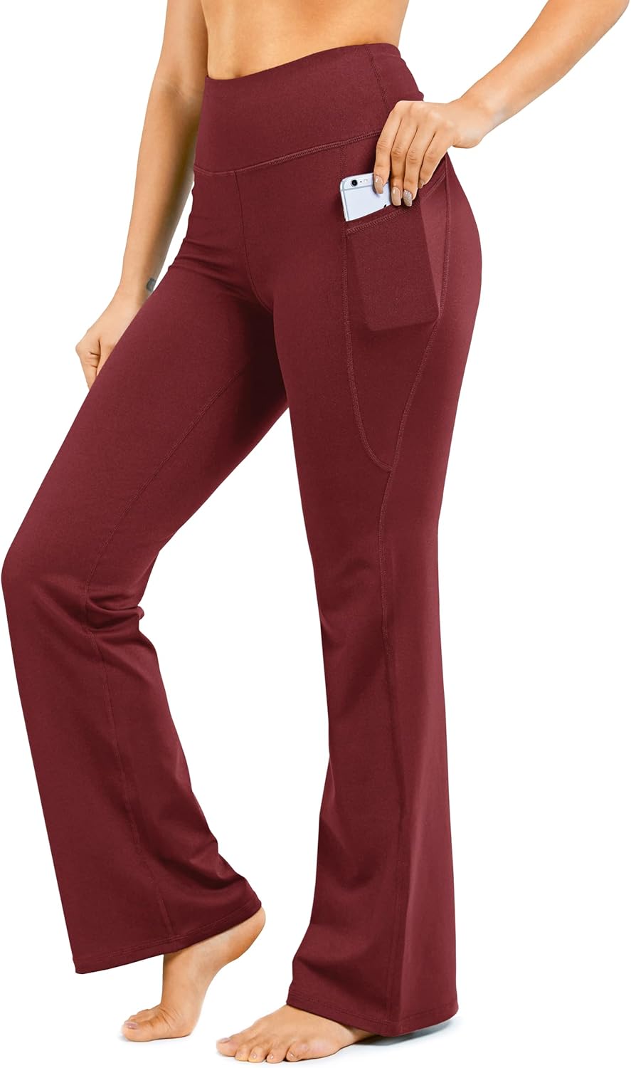 28 to 34 Inch Inseam Women's Bootcut Yoga Pants with Pockets