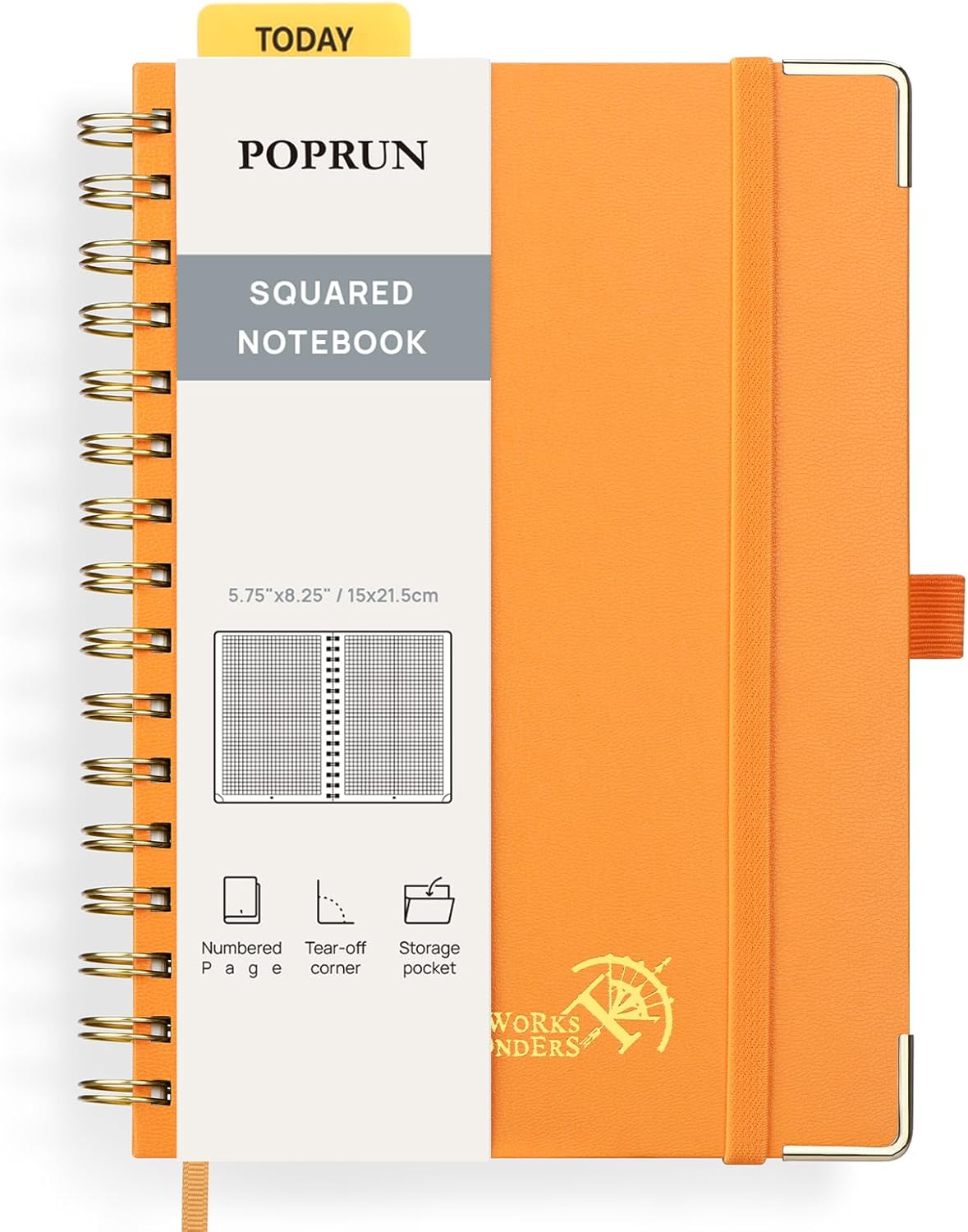 POPRUN Grid Journal - 120 GSM Thick Paper, 141 Pages, Grid Notebook