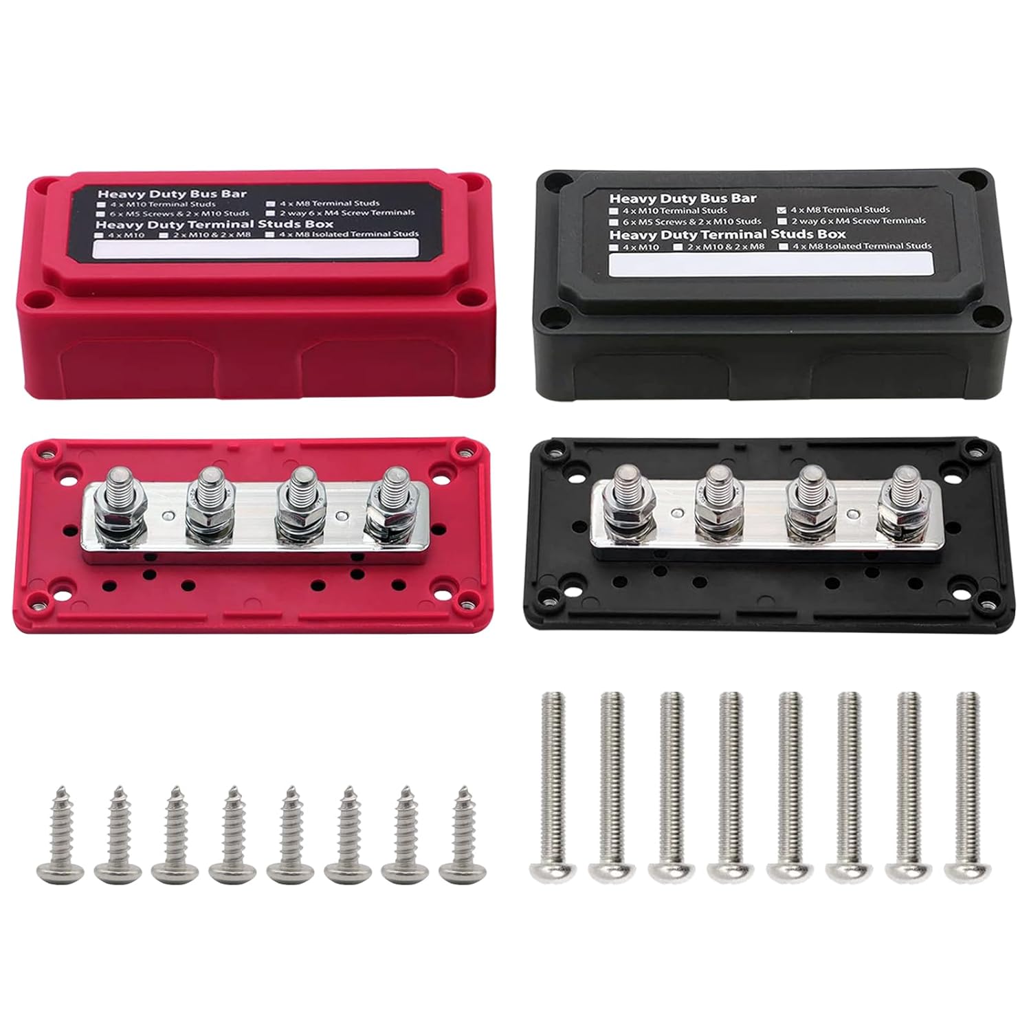 4 x M8 Studs Power Distribution Block for Marine and Auto Use