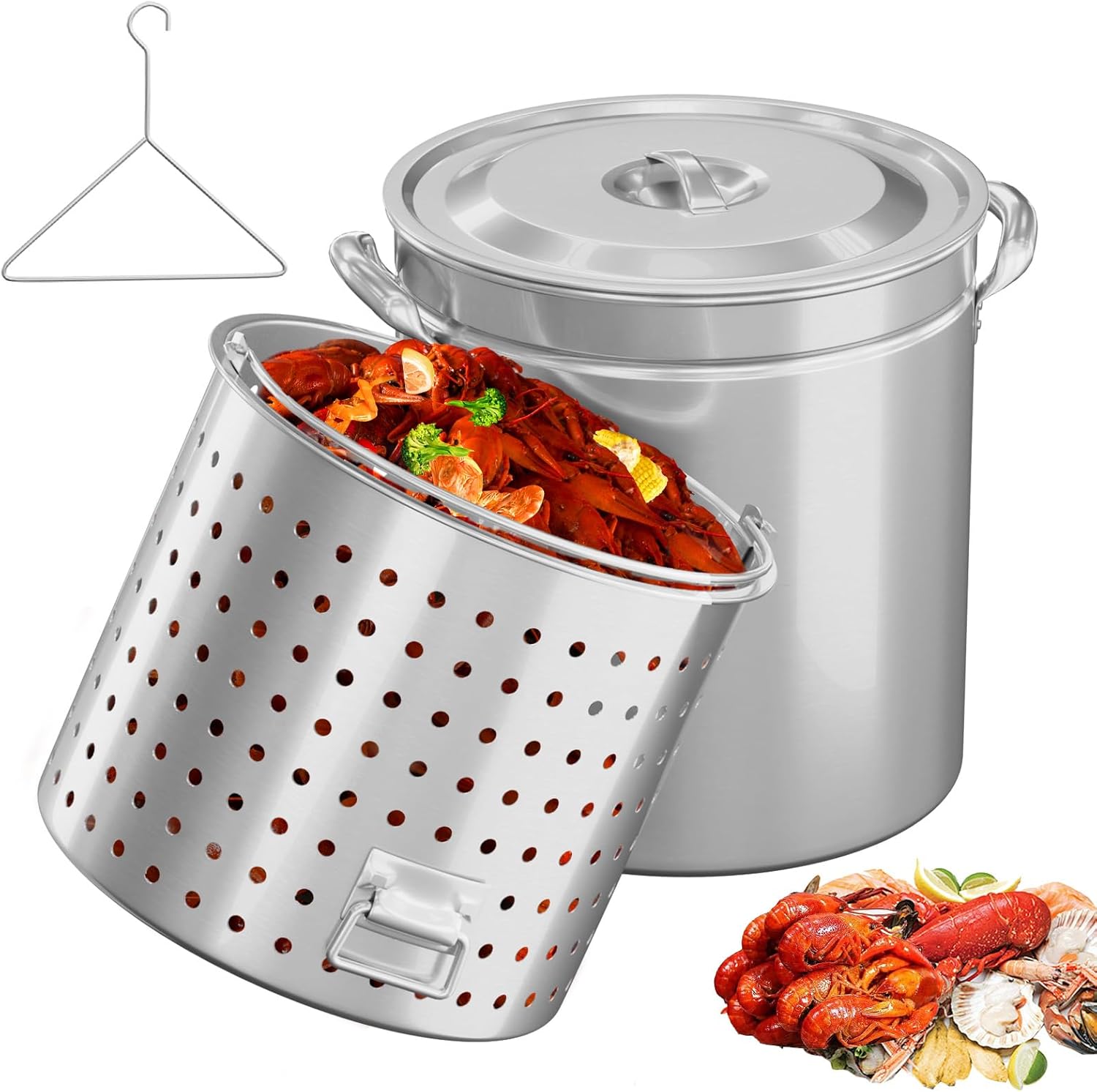 Bonnlo 82QT Stainless Steel Stock Pot for Seafood and More