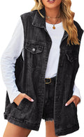 Women's Oversized Denim Vest Mid Long Sleeveless Jacket - Run Big