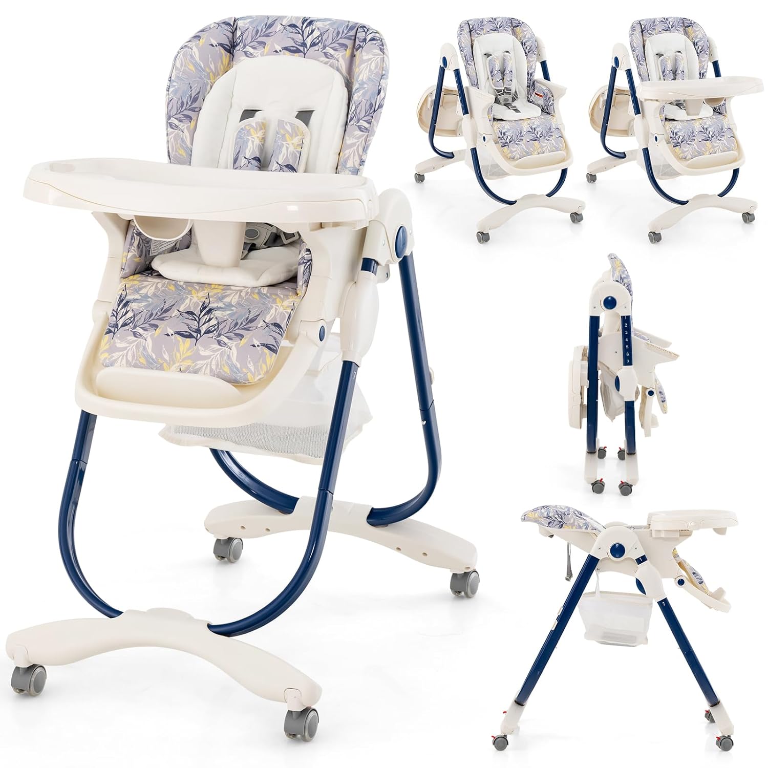 HONEY JOY Foldable Baby High Chair - Adjustable & Portable