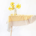 Gingham Checkered Cotton Tablecloth 60x102 in Yellow/Beige