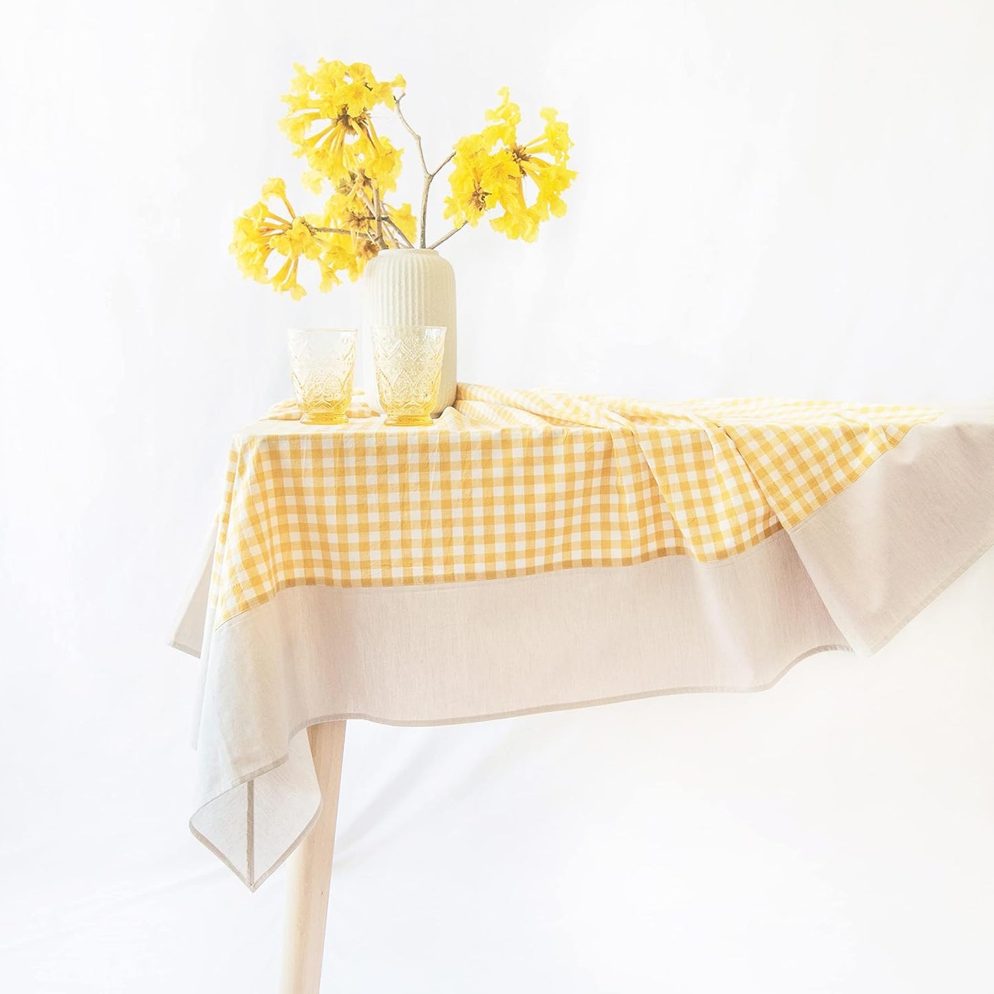 Gingham Checkered Rustic Tablecloth for Kitchen and Dining Room