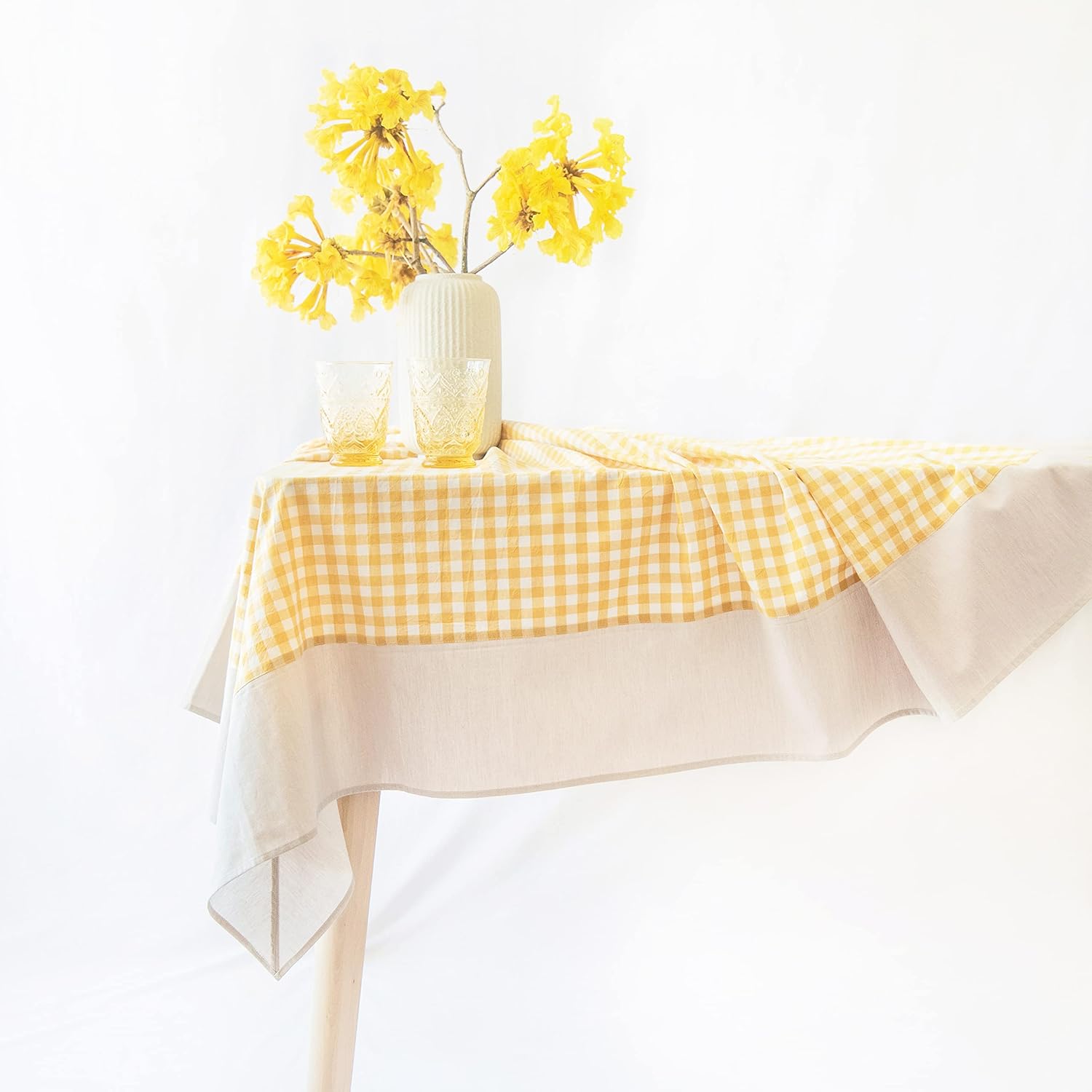 Gingham Checkered Rustic Tablecloth for Kitchen and Dining Room