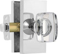 Crystal Glass Passage Door Knobs Interior Polished Chrome - Modern