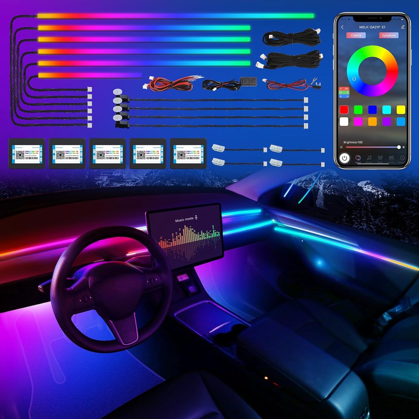 Dreamcolor Acrylic Interior Car LED Strip Light for Ambiance