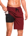 SILKWORLD Men's Swim Trunks with Compression Liner - Quick Dry 9 in 5