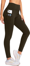 Women's Fleece Lined Winter Leggings with Pockets - High Waisted Warm