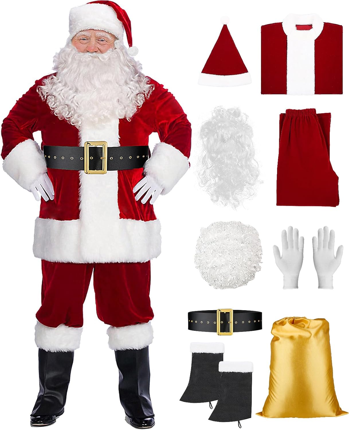 Deluxe Santa Suit for Men - Perfect Christmas Costume Set