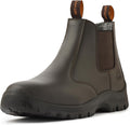 Work Boots for Men - Slip On Steel Toe Chelsea Safety Boots