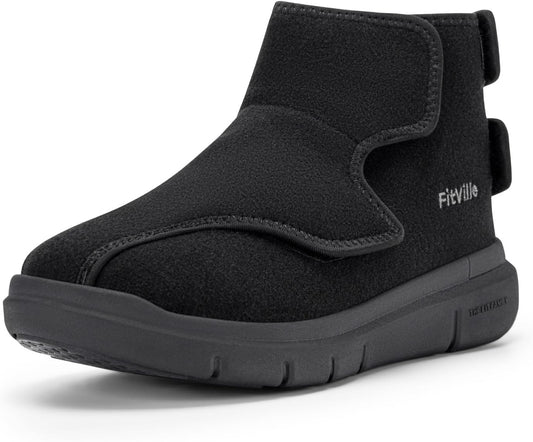 FitVille Diabetic Winter Boots for Men with Adjustable Straps