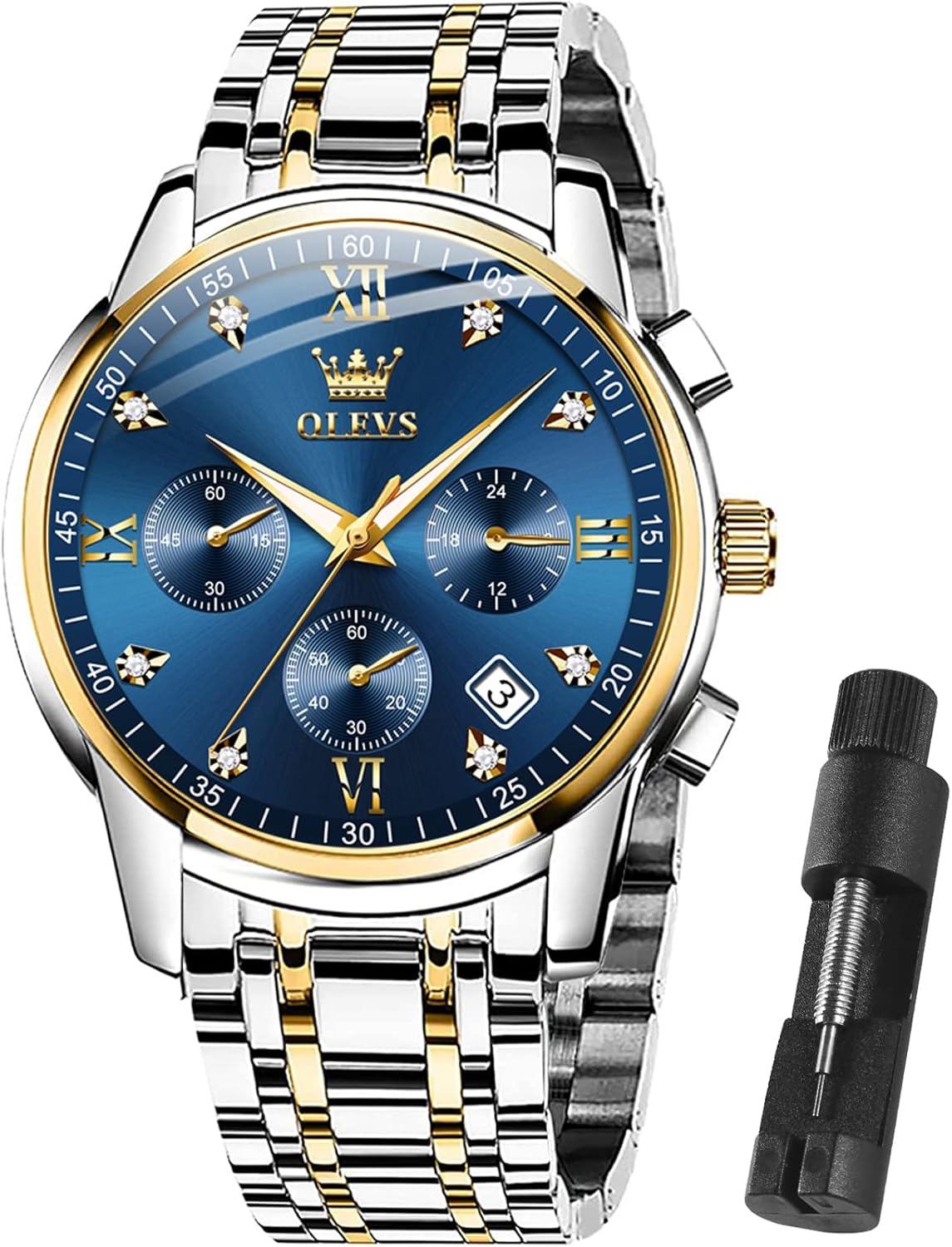 OLEVS Men Multifunction Watch - Waterproof Luminous Chronograph