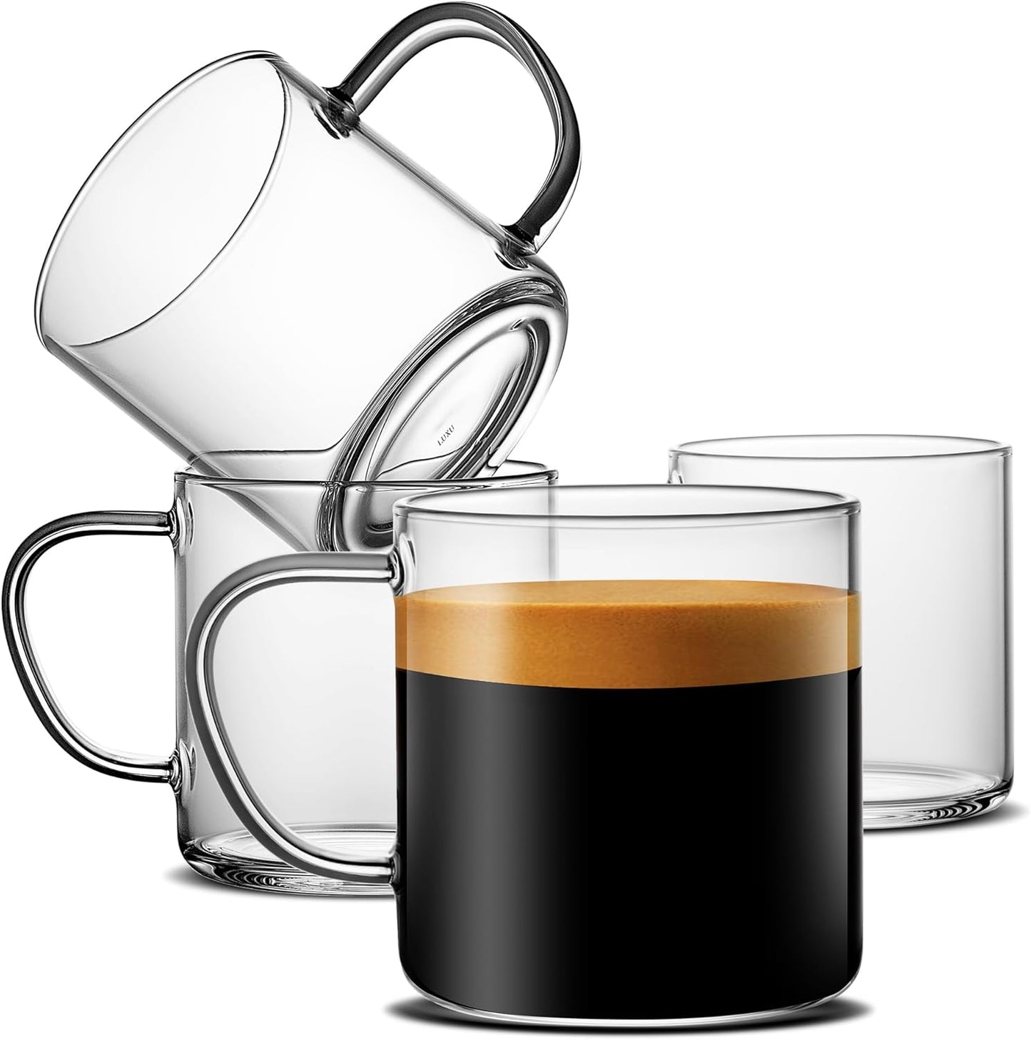 LUXU Glass Coffee Mugs Set of 4 - Perfect for Home and Cafe