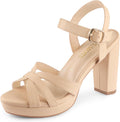 MERUMOTE Women's Open Toe Chunky High Heels Ankle Strap Platform Shoes
