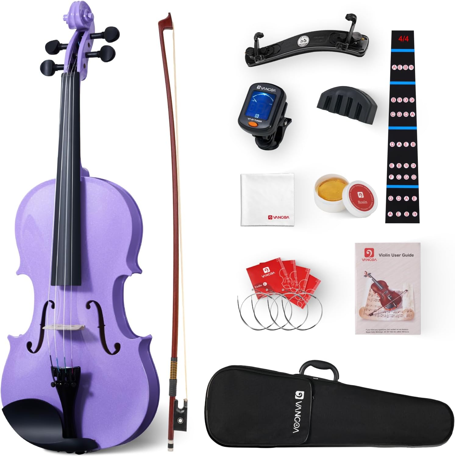 Vangoa Purple Violin Full Size Beginner Fiddle Set for All