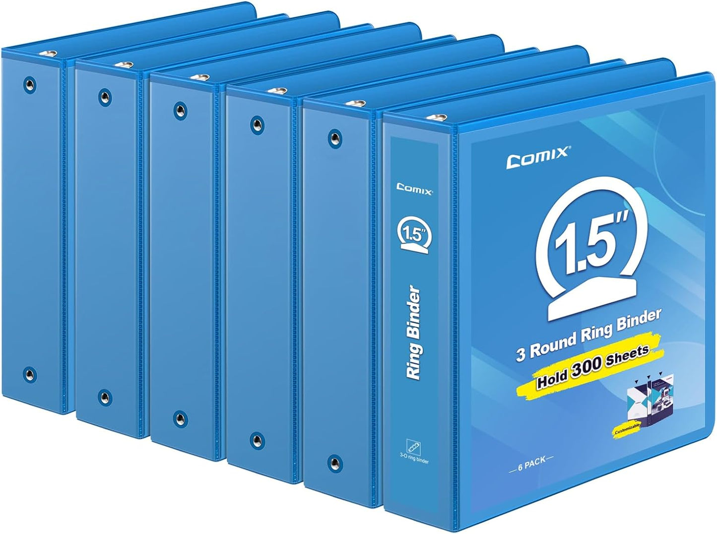 COMIX 3 Ring Binder 1.5 inch with Clear View Cover for Organization