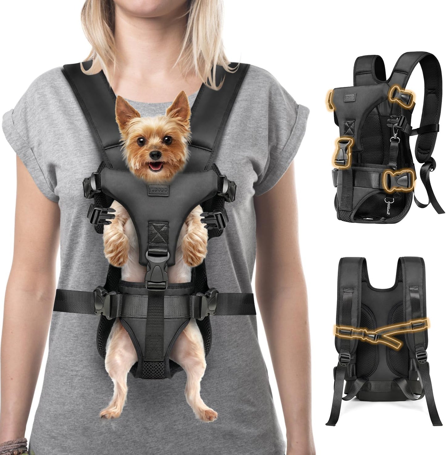 Dog Front Carrier Backpack for Small Dogs - Secure Fit Design