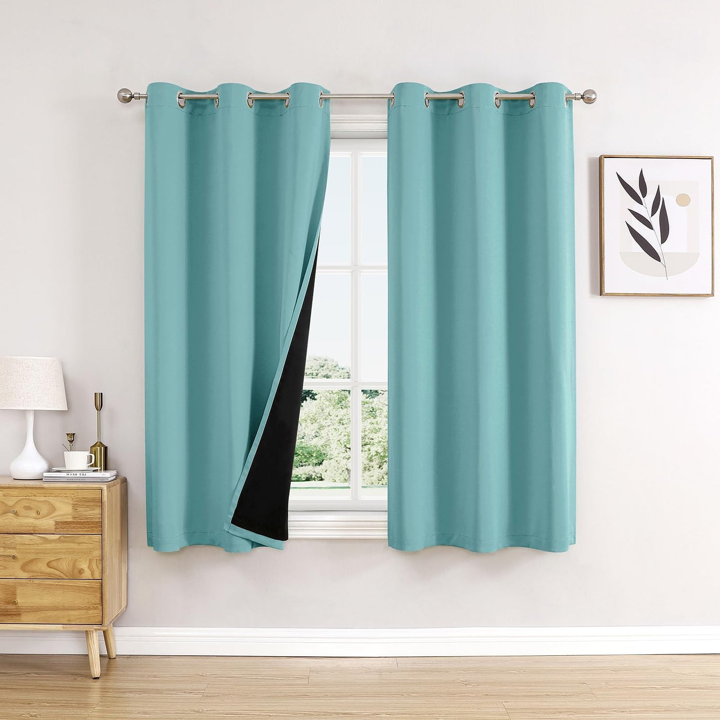 ChrisDowa 100% Blackout Curtains for Bedroom, 63 inch Long