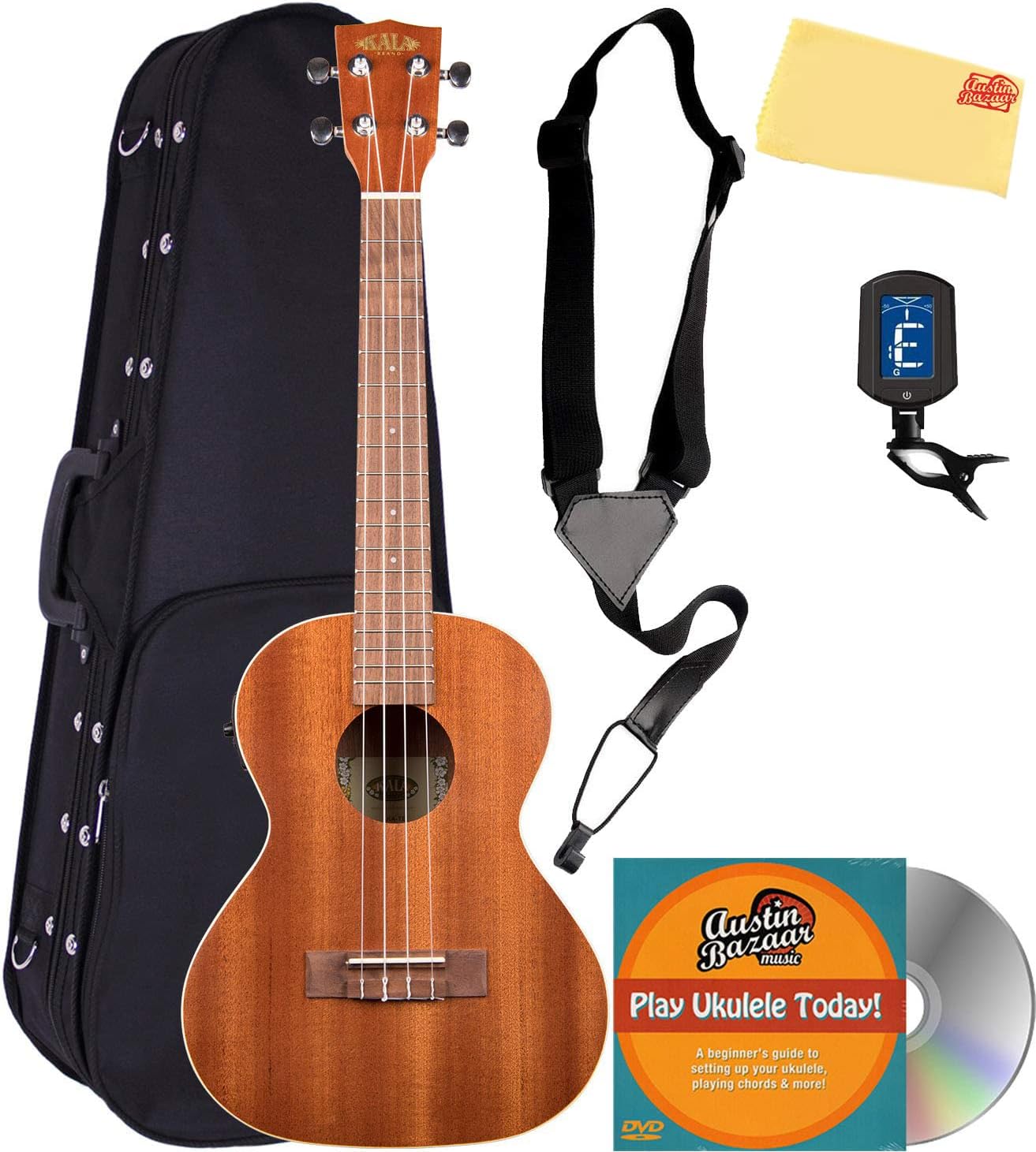 Kala KA-TE Tenor Acoustic-Electric Ukulele Bundle with Case