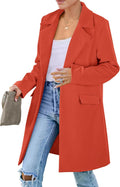 Women's Long Blazer Jacket - Mid-Length Notch Lapel Work Blazer
