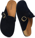ZUSERIS Suede Clogs Wide Width Leather Mules - Comfortable Cork are
