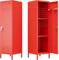 Lockable Metal Locker with Handle and Hooks - Durable 1-Door Storage