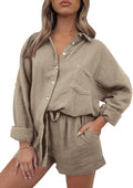 AUTOMET 2 Piece Lounge Set for Women - Oversized Shirt & Shorts that's
