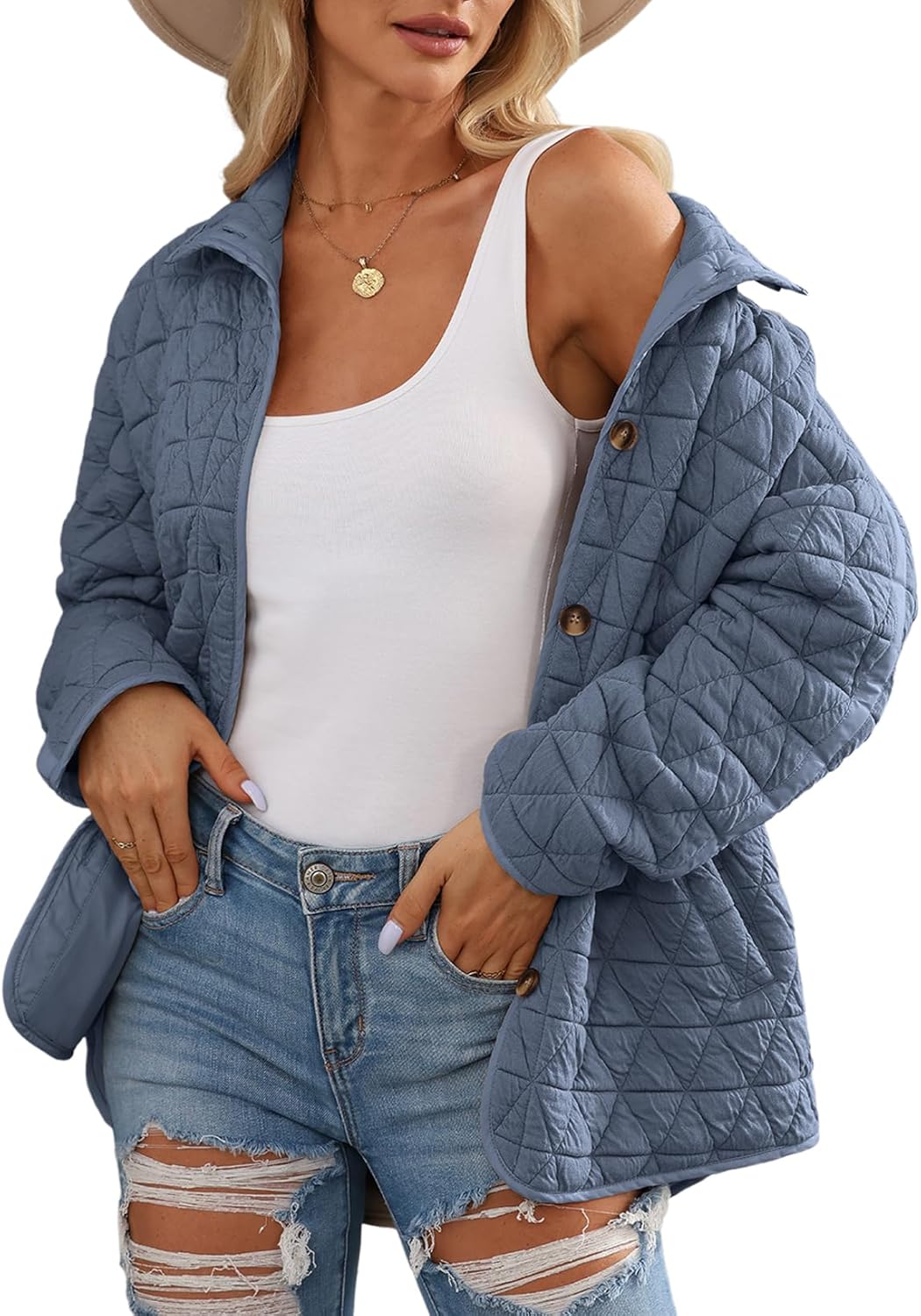 EVALESS Women's Lightweight Diamond Quilted Jacket for Winter