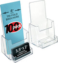 Counter Trifold Brochure Holder with Business Card Pocket - Clear