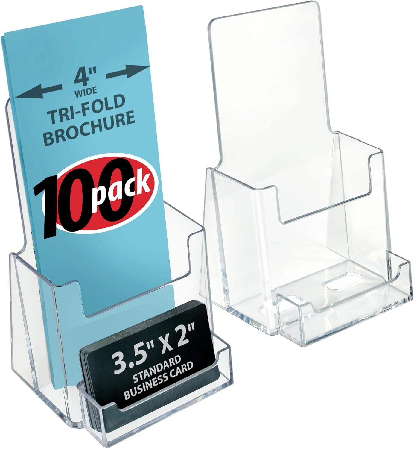 Counter Trifold Brochure Holder with Business Card Pocket