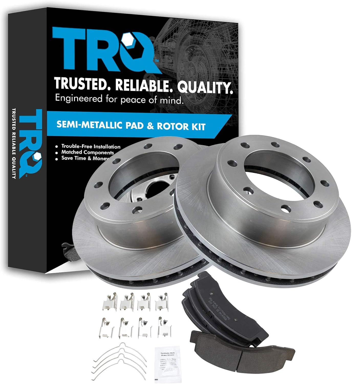 TRQ Front Brake Pad & Rotor Kit for 2000-2005 Ford Vehicles