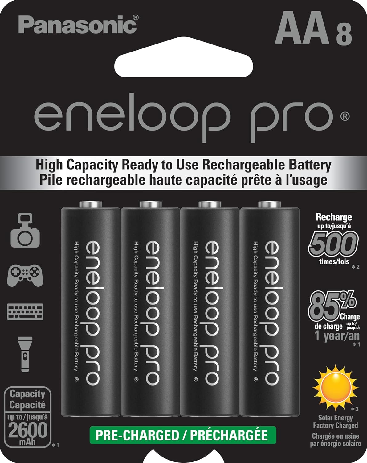 Eneloop Pro AA High Capacity Rechargeable Batteries for All Devices