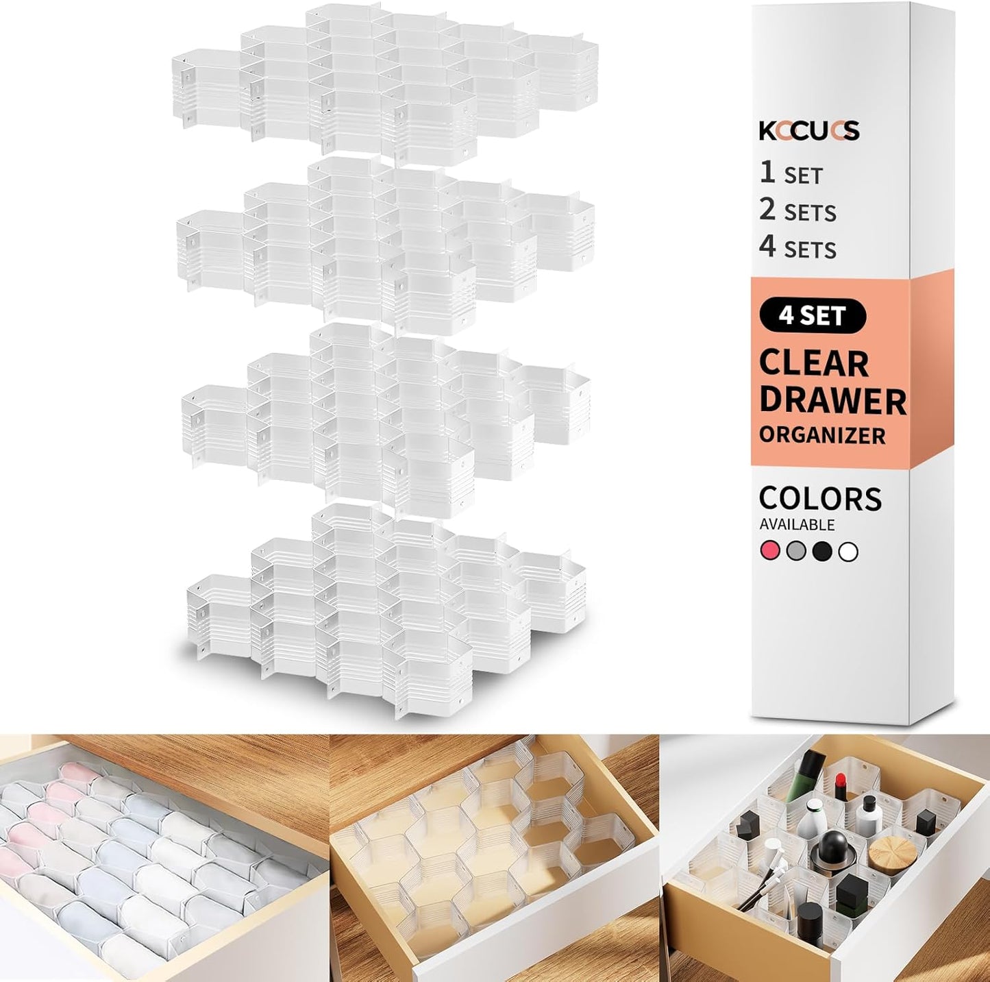 Kocuos Honeycomb Separator Adjustable Drawer Organizer
