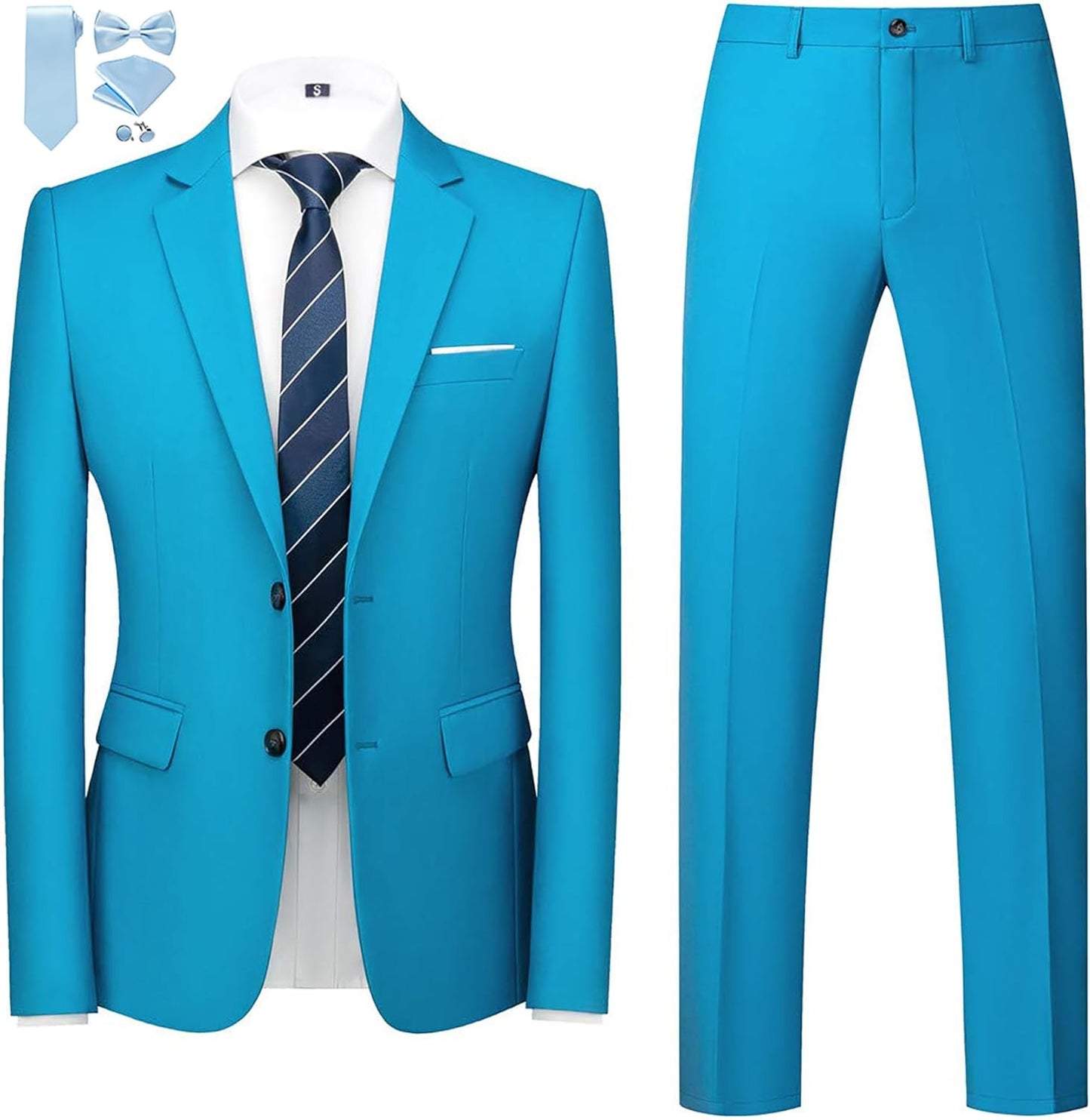 MOGU Mens Slim Fit Suit 2 Piece Tuxedo for Weddings and Prom