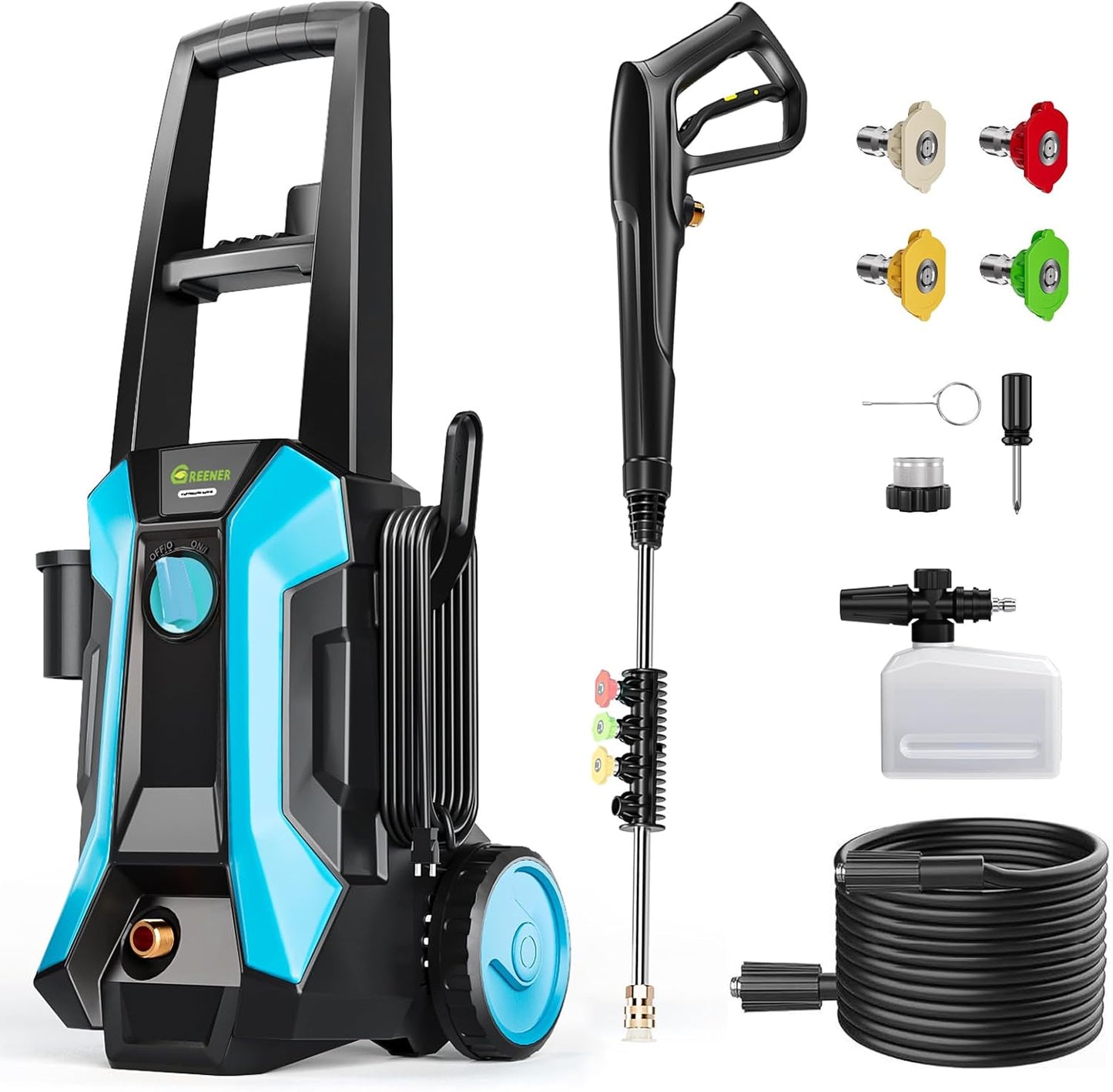 4500 PSI Electric Pressure Washer - 4 Nozzles, Soap Cannon, Cleaning Power