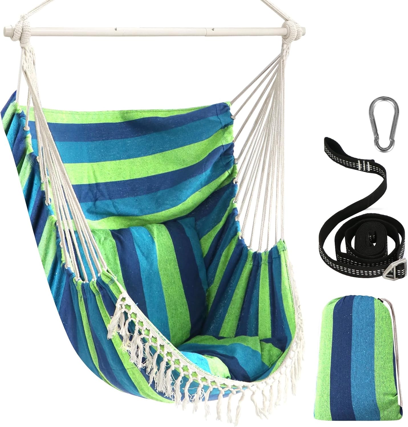 Portable Hammock Chair: 500 Lbs Capacity + Cushions & Side Pocket