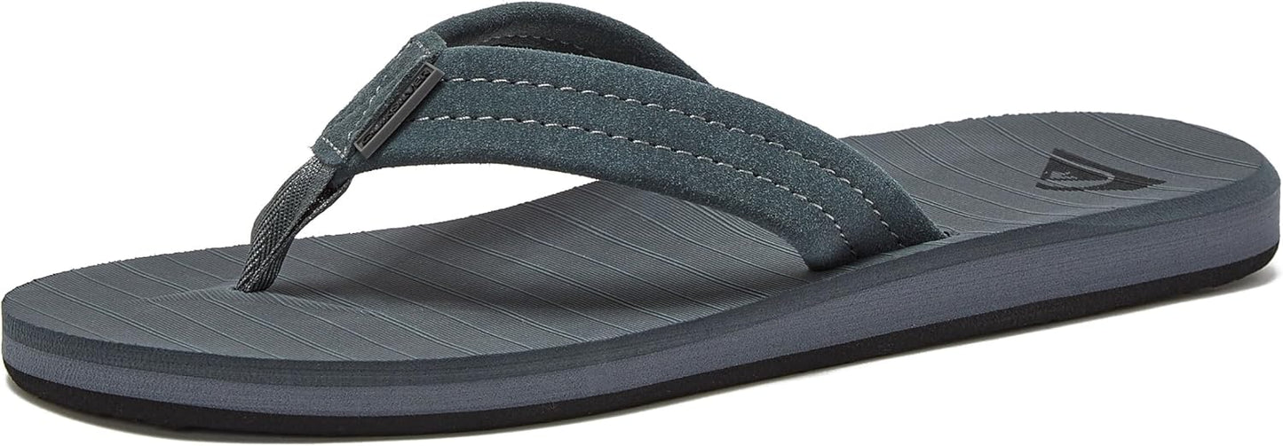 Quiksilver Carver Suede Flip Flops for Men with Arch Support